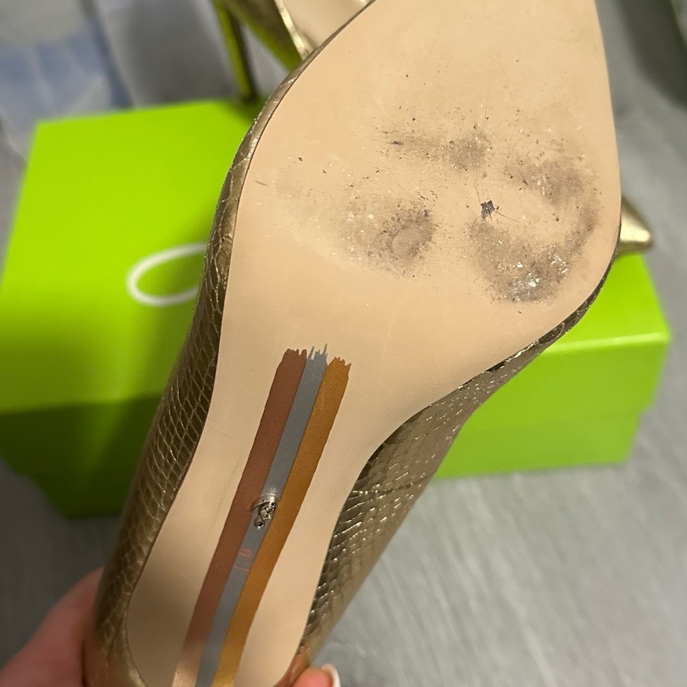 Sam Edelman Gold Snakeskin Heels - Picture 4 of 4